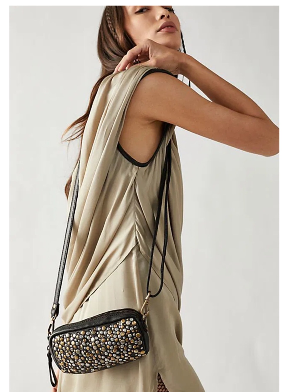 Free People Boho Mini Crossbody with Mixed Metal Studs